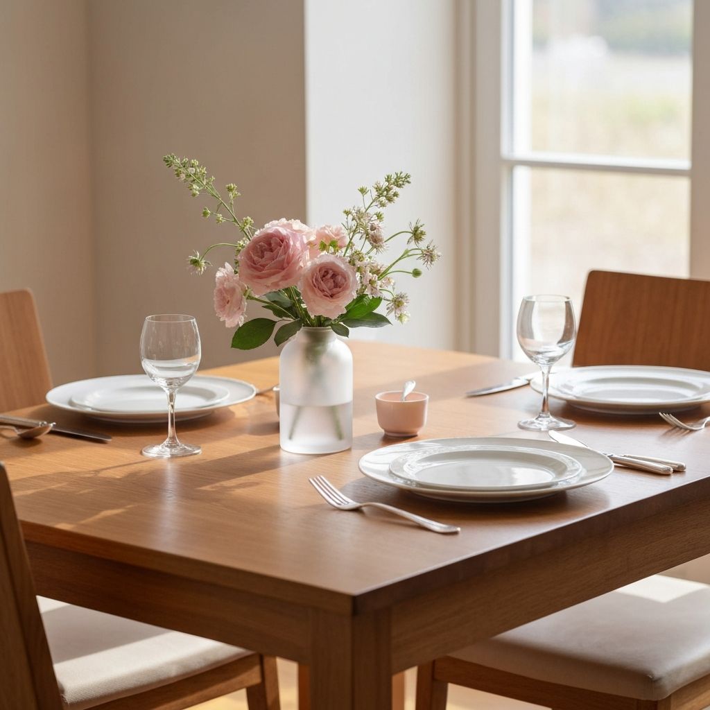 Masă aranjată cu simplitate